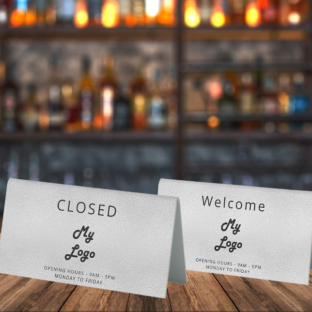 Logo business silver metal open closed desk (Creator Uploaded)