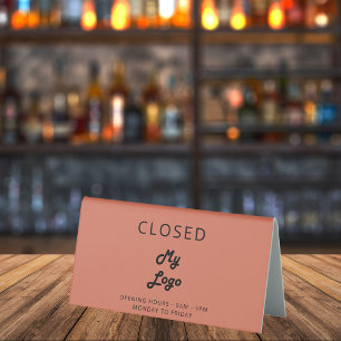 Logo business terracotta open closed desk