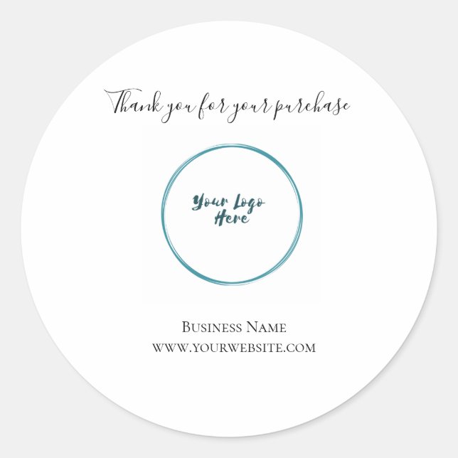 Logo Business Thank you  Classic Round Sticker (Front)