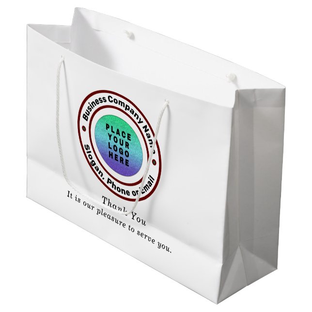 Logo Business Thank You Shopping Bags Custom  (Front Angled)