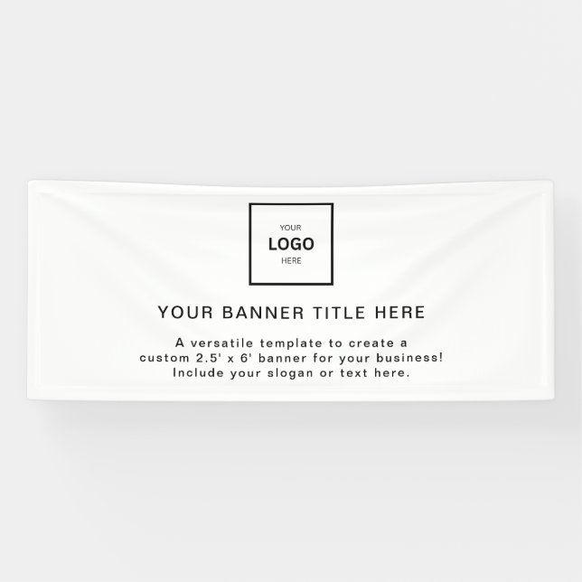 Logo Business | White Simple Minimalist Modern 6' Banner (Horizontal)