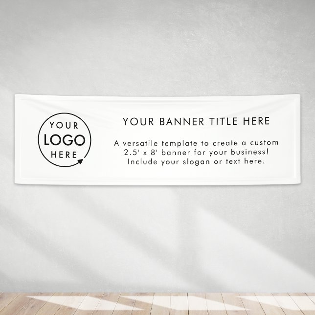 Logo Business | White Simple Minimalist Modern 8' Banner (Creator Uploaded)