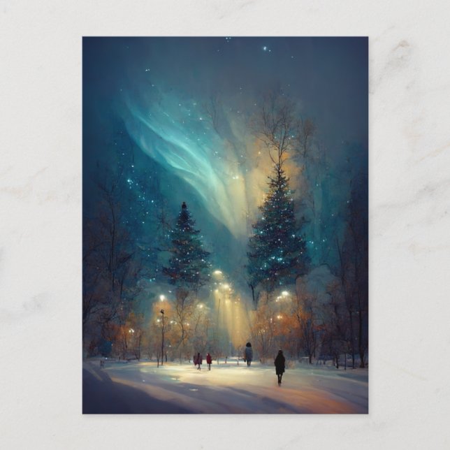 Logo Business Winter Lights Christmas Postcard (Front)
