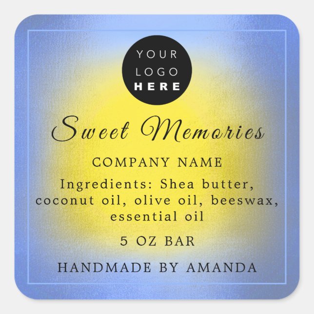 Logo Butter Cosmetic Soap Product Label Blues (Front)