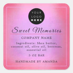 Logo Butter Cosmetic Soap Product Label Ombre Pink