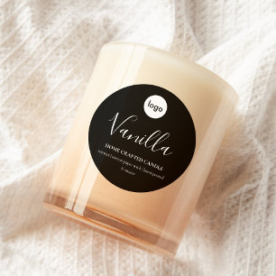 Logo Candle Label Minimalist Black Sticker