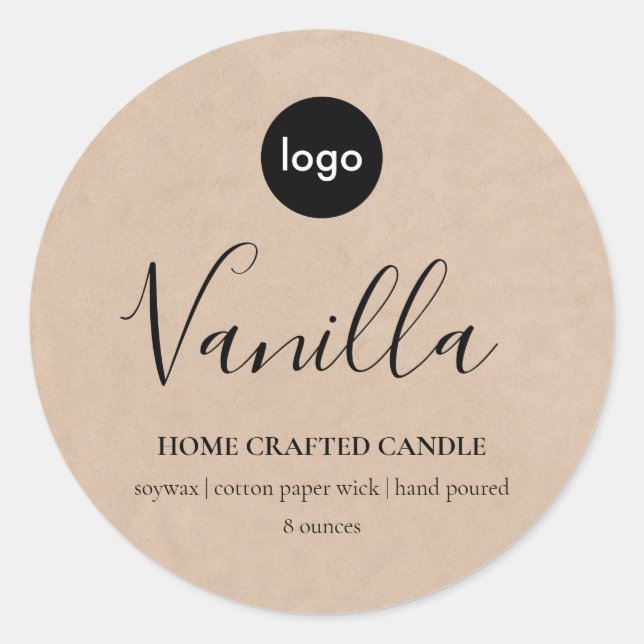Logo Candle Label Minimalist Kraft Sticker (Front)
