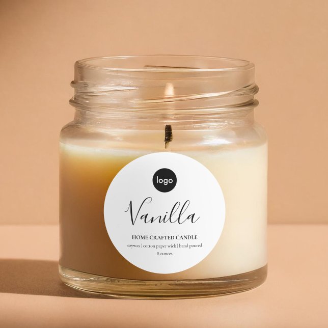 Logo Candle Label Minimalist White Sticker (Creator Uploaded)