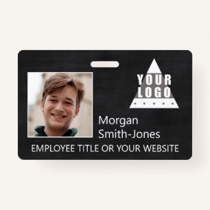 Logo Chalkboard Trendy Business Employee Photo ID Badge