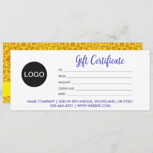 Logo & Chic Script, Gold Business Gift Certificate