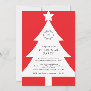 Logo Christmas Tree Corporate Party Red  Invitation