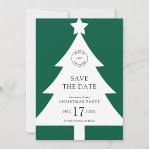 Logo Christmas Tree Party Green Save the Date Invitation
