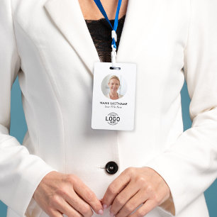 Logo Circle Photo Simple Minimalist Clean White ID Badge