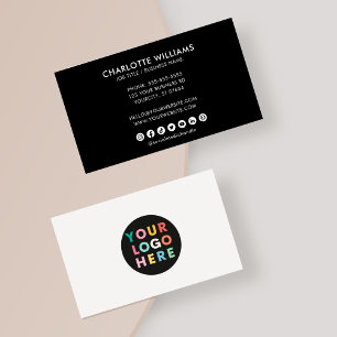 Logo Circle Professional Black White Social Media  Business Card
