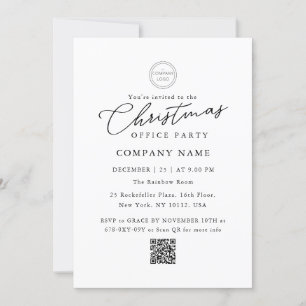 Logo Classic QR Code Christmas Office Party Invitation