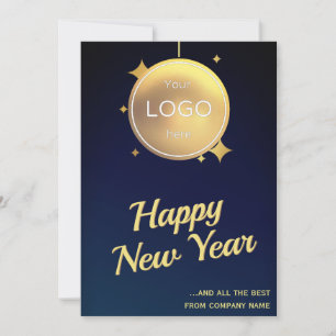 Logo company gold blue new year Holiday Card