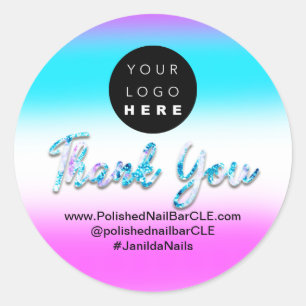 Logo Company Name Thank You Holograph Shopping Classic Round Sticker