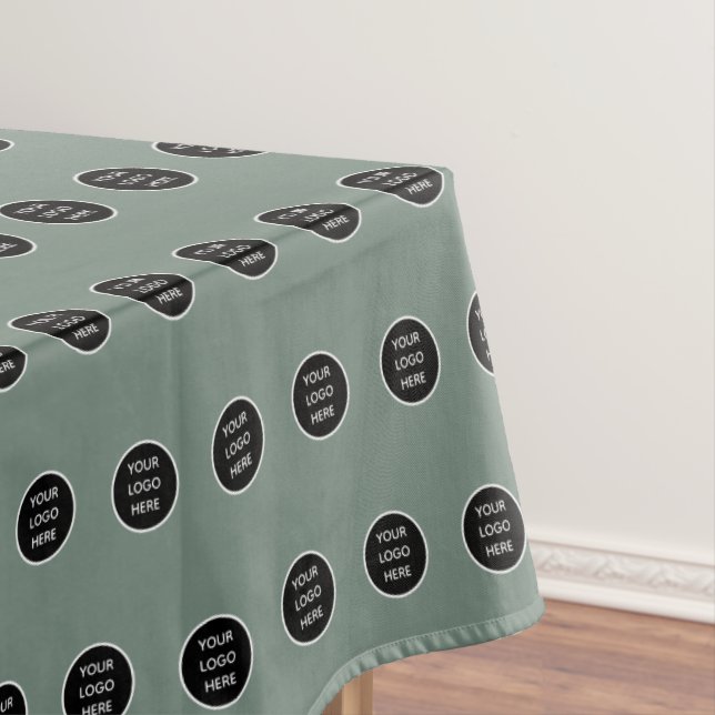 Logo Company Sage Green Business Promotional  Tablecloth (In Situ)