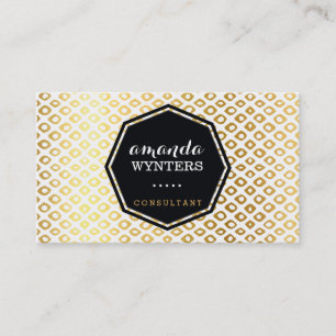 LOGO cool rustic pattern gold foil emblem octagon Business Card