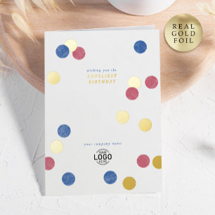 Logo Corporate Modern Blue Red Gold Happy Birthday Foil Greeting Card