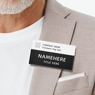 Logo Corporate Modern Simple Basic Black Title Name Tag