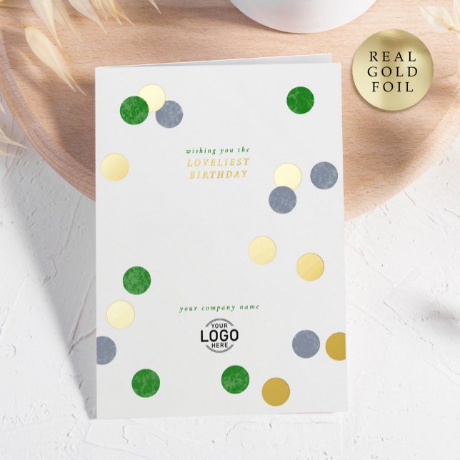 Logo Corporate Simple Modern Green Birthday Gold Foil Greeting Card (Creator Uploaded)