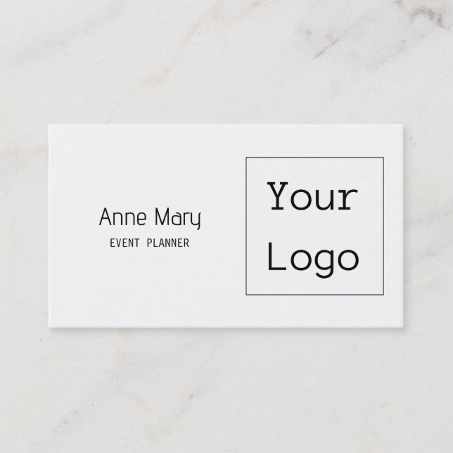 Logo Custom Colour Text Photo Black White Simple Business Card (Front)