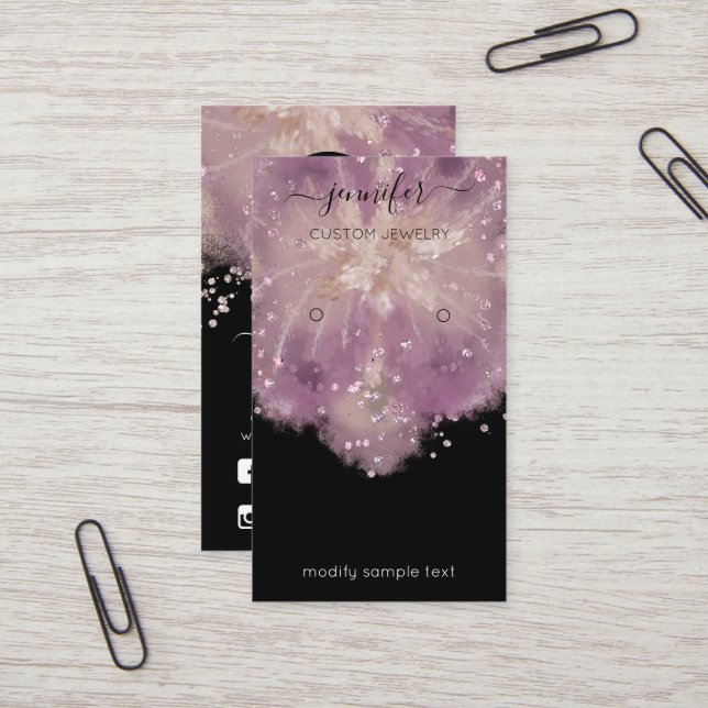 Logo Custom Jewellery Card Social Confetti Floral (Front/Back In Situ)