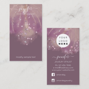 Logo Custom Jewellery Card Social Crystals Confett