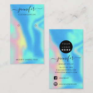Logo Custom Jewellery Card Social Holograph Blue