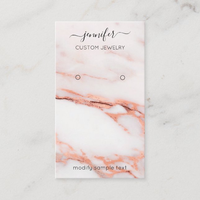 Logo Custom Jewellery Card Social Marble Rose (Front)