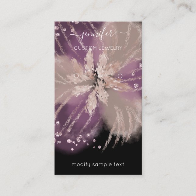 Logo Custom Jewellery Card Social Media Floral Bla (Front)