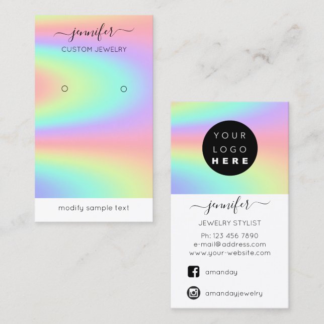 Logo Custom Jewellery Card Social Media Holographi (Front/Back)