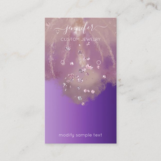 Logo Custom Jewellery Card Social Purple Florals (Front)