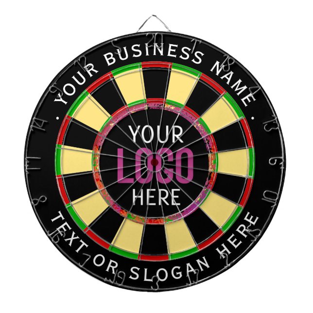 Logo & Custom Text Business Company  Dartboard (Front)