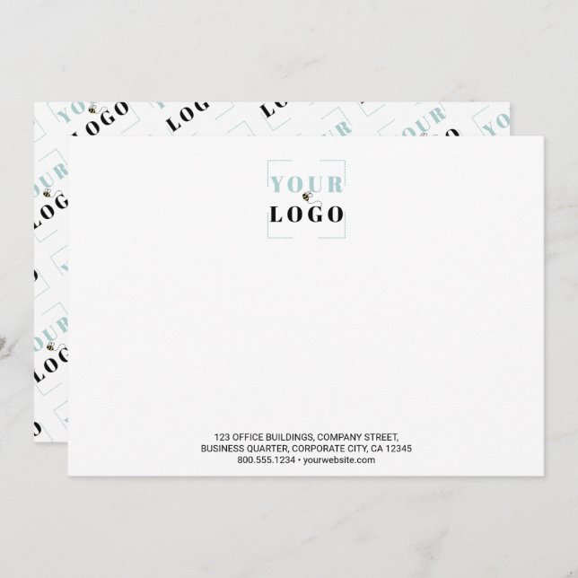 Logo Custom Text Tiled Back White Landscape Card (Front/Back)
