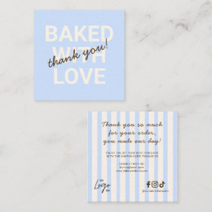 Logo Cute Baked With Love Thank You Square Business Card