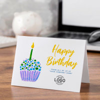 Logo Cute Purple Blue Green Cupcake Birthday