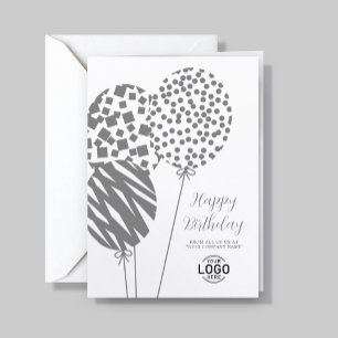 Logo Dark Grey Balloons Corporate Birthday Card