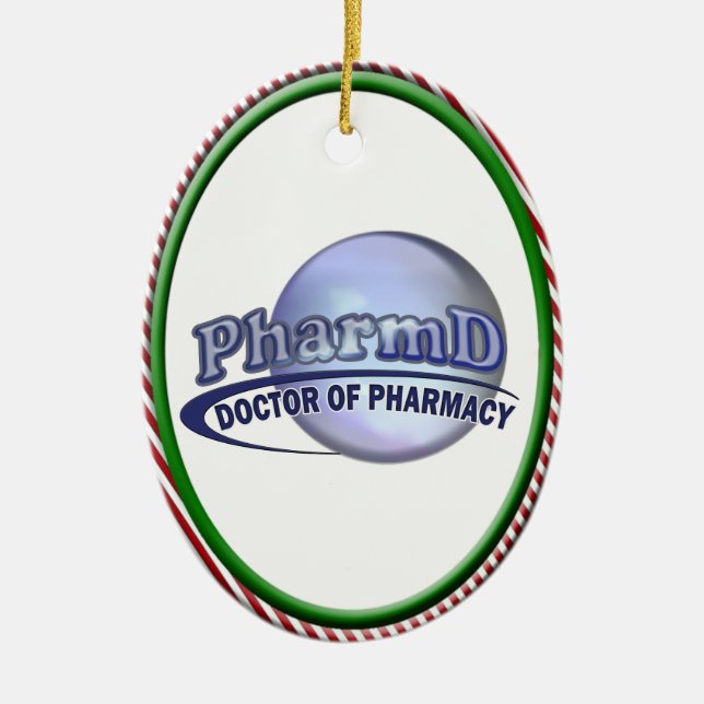 LOGO - DOCTOR OF PHARMACY CERAMIC TREE DECORATION (Front)
