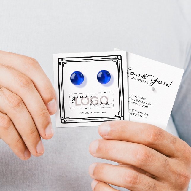 Logo Doodle Stud Earring Square Card 06 Small Pack (Creator Uploaded)