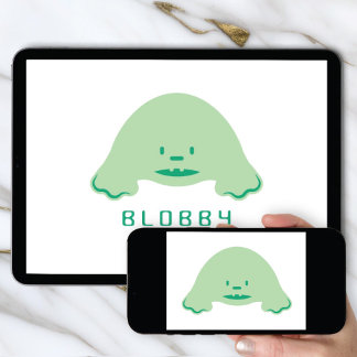 Logo Download Blob Character Brand | Fun Mascot Invitation