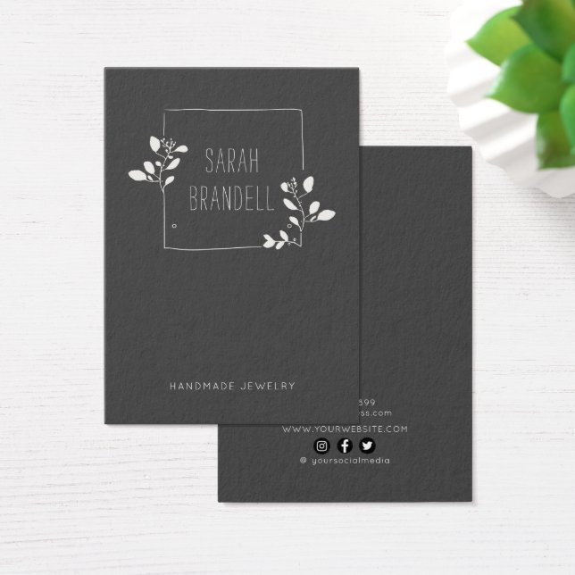 Logo Earring Display Card • Sketched Floral Frame  (Desk)