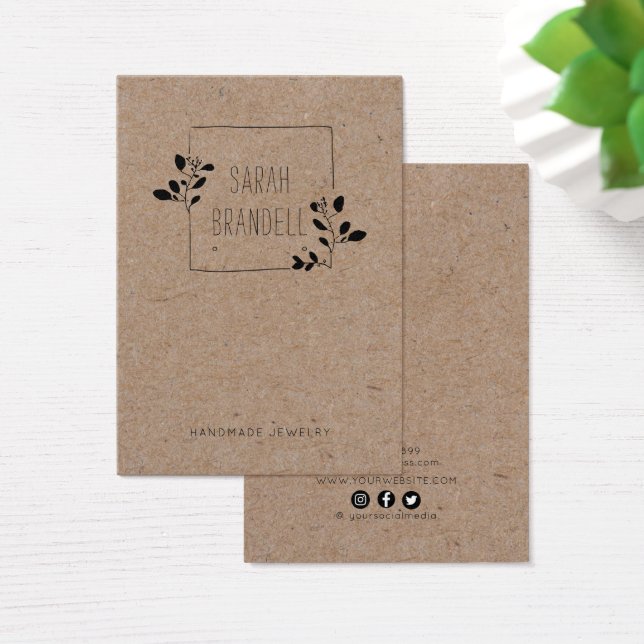 Logo Earring Display Card • Sketched Floral Frame  (Desk)