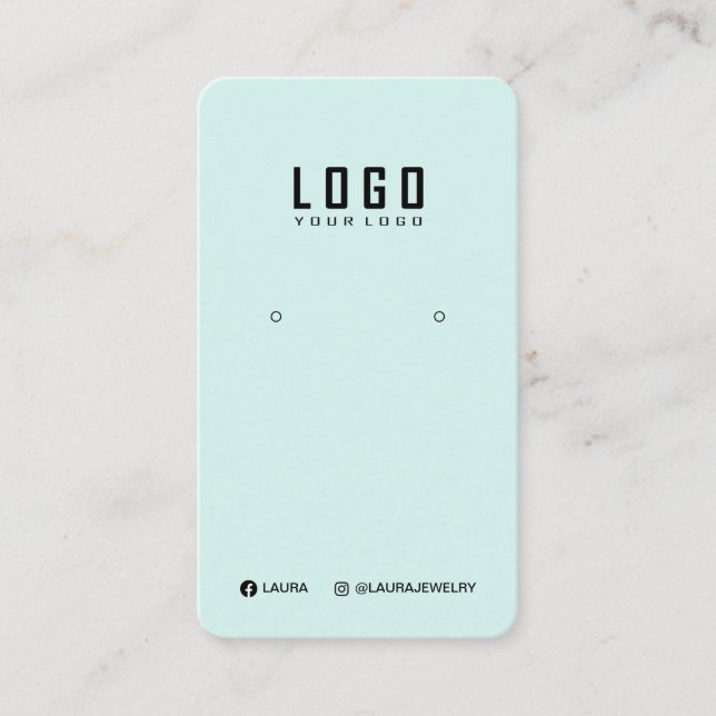 Logo Earring Display Card Social Media Pastel Teal (Front)
