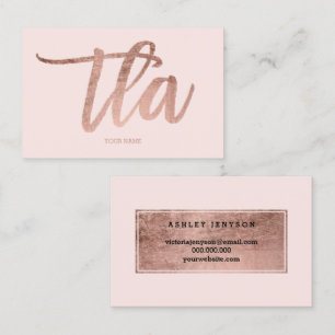 logo elegant rose gold typography blush business card