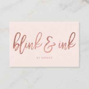 Logo elegant rose gold typography blush business card