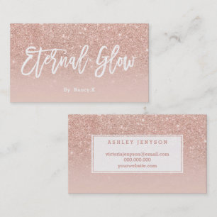 Logo elegant typography blush rose gold glitter business card