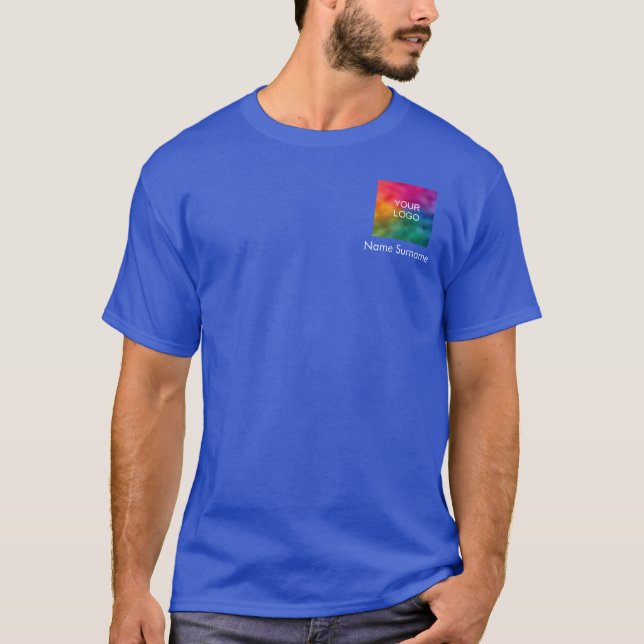Logo Employee Name Deep Royal Blue Men's T-Shirt (Front)