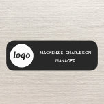Logo Employee Staff Black Magnetic or Pin Name Tag<br><div class="desc">Simple and minimalist - the perfect solution for clearly and elegantly identifying yourself or your team at events, meetings, trade shows, retail or any professional setting. With a clean and modern design featuring your company logo, name and job title in a clear and easily readable format. The minimalist style ensures...</div>